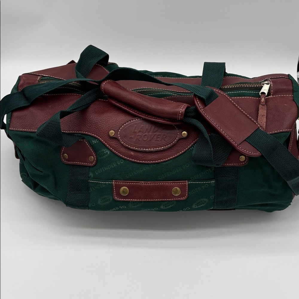 Vintage Land Rover Defender Green Canvas Leather Strap Duffle Bag BLEMISHES
